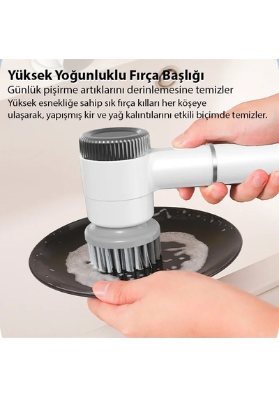 Ezere Turbobrush 5 Başlıklı Elektrikli Temizlik Fırçası- 5775