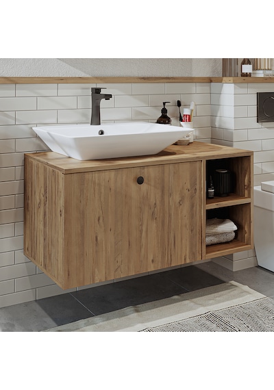 Lotus Ayaksız Lavabolu Mdf 95 Cm Çekmeceli Banyo Dolabı Atlantik Atlantik Çam