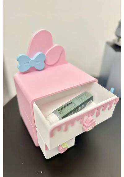 Pembe Fiyonk Temalı 2 Katlı 3 Çekmeceli Çok Amaçlı Çocuk Odası Organizeri