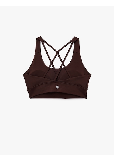 Koton Slim Fit U Yaka Kolsuz Sırt Detaylı Kaplı Sporcu Sütyeni Kahverengi 7wak30034nk Kahve