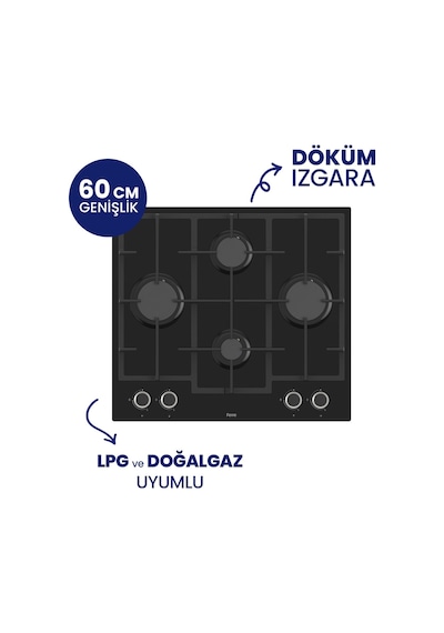 Fryart XE63CS-LN385-D063SA Siyah Chef Edition 3'lü Ankastre Set