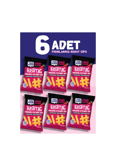 Hashtag Fırınlanmış Nohut Cipsi Sriracha Acı Çeşnili 6 Adet Trio Move
