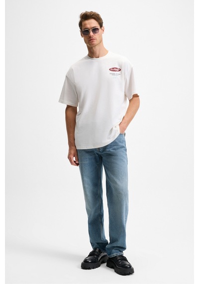 Grımelange ANGOLO Erkek Ön Baskı Ve Nakış Detaylı Bisiklet Yaka Oversize Kısa Kollu Beyaz T-Shirt Grımelange ANGOLO Erkek Ön Baskı Ve Nakış Detaylı Bisiklet Yaka Oversize Kısa Kollu Beyaz T-Shirt