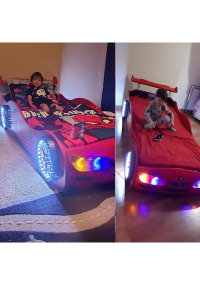 Gt1 - Arabalı Yatak - Kumandalı, Sesli, Kırmızı + Elif Yarı Ort Yataklı 90x190 Cm Tek Kişilik Gt1 - Arabalı Yatak - Kumandalı, Sesli, Kırmızı + Elif Yarı Ort Yataklı 90x190 Cm Tek Kişilik