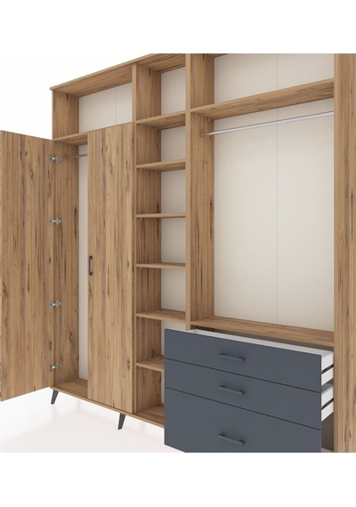 Arges Dolap 9 Raflı 3 Çekmeceli 2 Askılı 220x30x243 Çam-çam/antrasit Atlas Çam/antrasıt Arges Dolap 9 Raflı 3 Çekmeceli 2 Askılı 220x30x243 Çam-çam/antrasit Atlas Çam/antrasıt