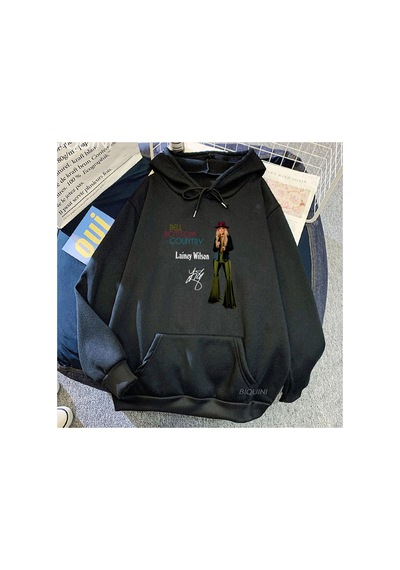 Tarzsokak Siyah Unisex Çan Alt Ülke Albümü Grafik Lainey Wilson Şarkıcı Moletom Rahat