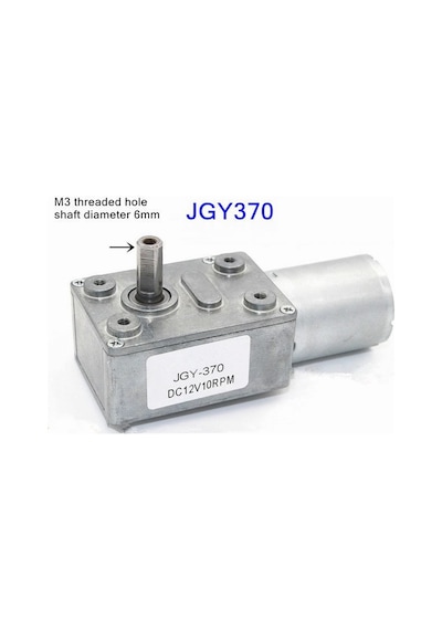 JGY370 DC 12V 60 Rpm Redüktörlü DC Motor 2 Yönde Dönme L Tip Dişli