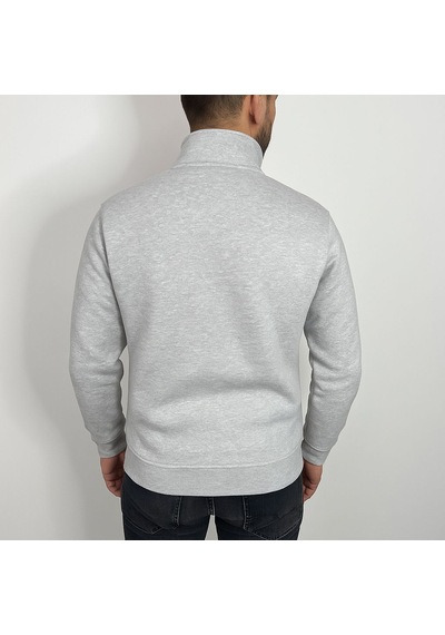 Yarım Fermuarlı Erkek Polar Sweatshirt - Sıcak Tutan , Rahat Kalıp Açık Gri