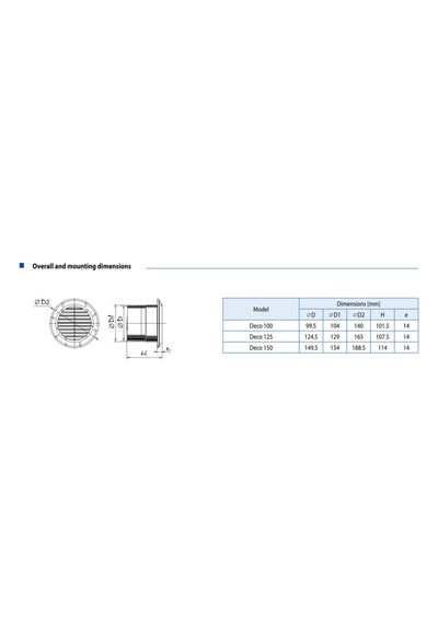 Deco 100 Banyo Fanı Dairesel Ön Panel 105m³/h