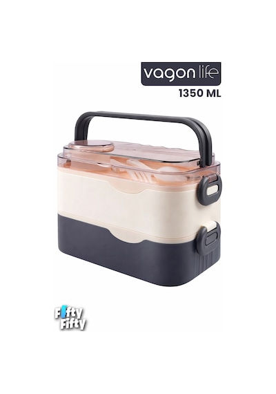 1350 Ml Paslanmaz Çelik Bento Lunch Box İki Kat Üç Bölme Yeni Nesil Sefer Tası-1350ml-101102s Lacivert
