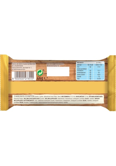 Hanuta Fındıklı Çikolatalı Gofret 2'li 44 Gr - 18 Adet