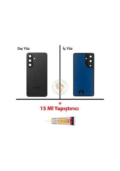 Samsung Galaxy S26 Plus Siyah Renk Lensli Arka Kapak + B7000 Yapıştırıcı Arka Cam Batarya Kapağı Pil Kapağı Lazer Kesim Back Cover Galaxy S26 Plus Uyumlu 41834698