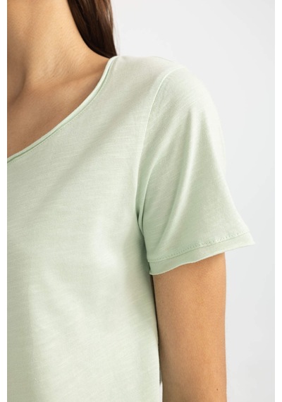 Defacto Regular Fit Bisiklet Yaka Kısa Kollu Tişört K1508az24smgn1180 Yeşil