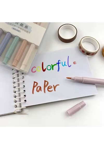 6'lı Wen-duo 500 Kesik -yuvarlak Çift Uçlu Pastel Fosforlu Kalem Diğer