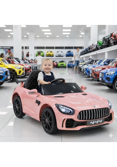 444 Gtr Sport Akülü Araba 12v Uzaktan Kumandalı Babyhope Mercedes Pembe
