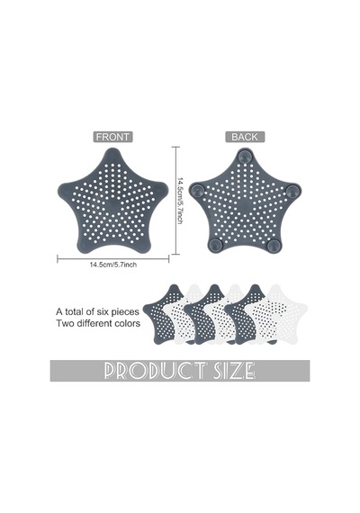 2 Adet Gri Renk Vantuzlu Silikon Kaymaz Yıldız Lavabo Süzgeci M-114 Plastik Diğer