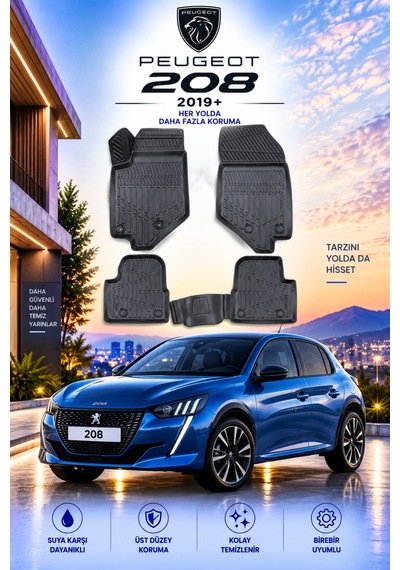 Peugeot 208 2019+ Aracınıza Özel Üretim Havuzlu Paspas Takımı A+ -mod-