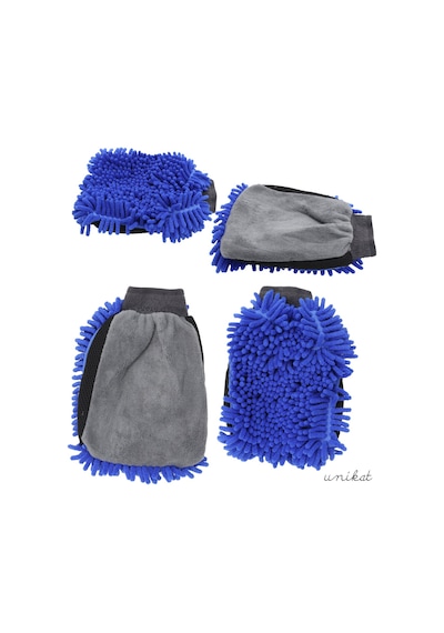 Çift Taraflı Mikrofiber Yıkama Eldiveni - Makarna Ve Sünger Yüzeyli Mavi 1 Adet