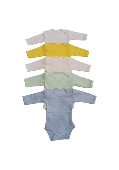 Özdemirli Bebe Uzun Kollu Çıtçıtlı Badi Bisiklet Yaka Body Zıbın (5li Paket)