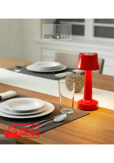 Zenlight Metal Dokunmatik Şarjlı Masa Lambası 320-1 Kırmızı