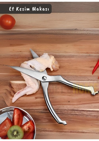 Et Makası Paslanmaz Mutfak Makası Çelik Tavuk Makası Ergonomik Tasarım 20 Cm