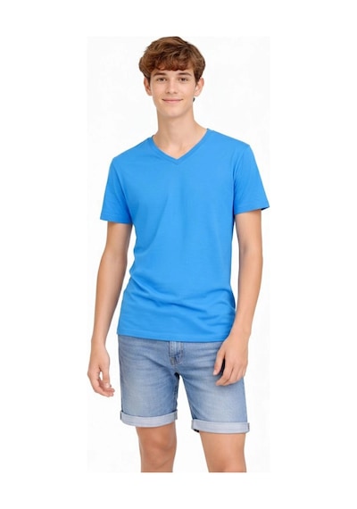 Wear Vexel Genç Erkek Çocuk V Yaka Tişört Model - Açık Mavi Çok Renkli