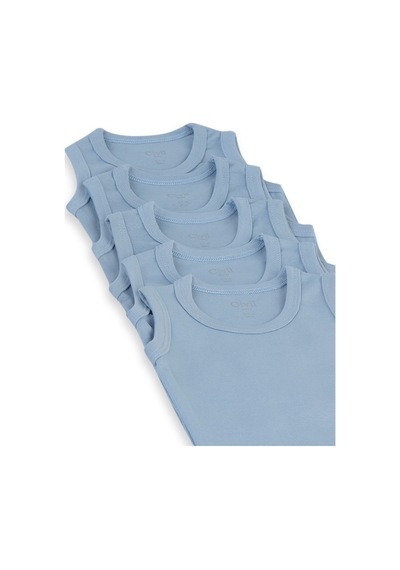 Civil Baby Organik 5 Li Sıfır Kol Çıtçıtlı Badi - Mavi