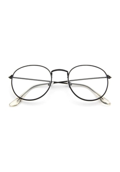 Unisex Oval Gözlük Şeffaf Cam Desenli