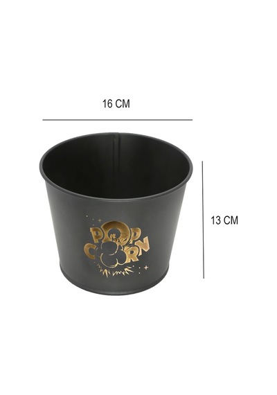 Toptanfoni Metal Popcorn Kutusu - Patlamış Mısır Kovası 1 Adet Siyah