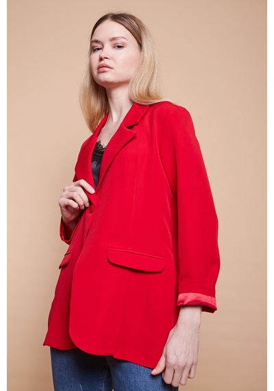 Yakalı Kolu Katlamalı Cep Kapaklı Salaş Boyfriend Oversize Hafif Likralı Kumaş Blazer Ceket-kırmızı Kırmızı Yakalı Kolu Katlamalı Cep Kapaklı Salaş Boyfriend Oversize Hafif Likralı Kumaş Blazer Ceket-kırmızı Kırmızı