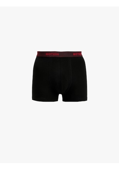 Koton Baskılı Bel Detaylı Pamuklu 3'lü Boxer Seti Siyah 7wlm90020mk