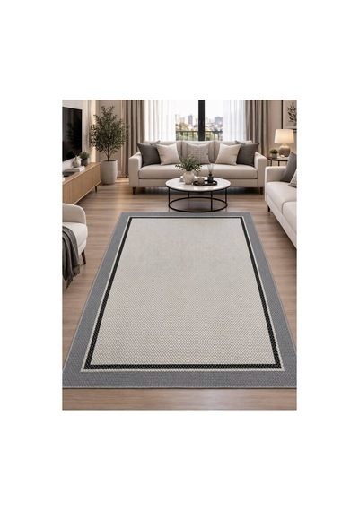 Çift Bordürlü Lüks Orijinal Sisal Dokuma Halısı Salon Halısı Mutfak Halısı Koridor Makine Halısı Gri-siyah-krem 926846847 Gri-siyah-krem