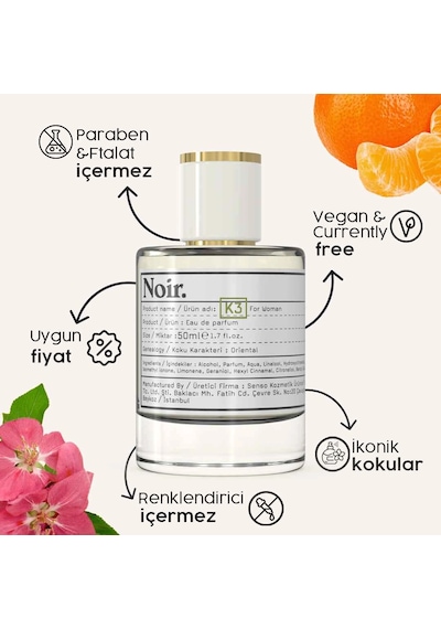 K3 Kadın Edp Parfüm 50 Ml 9% Amber - Çiçeksi
