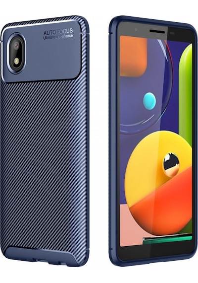 Samsung Galaxy  Uyumlu,  A01 Core Kılıf Auto Focus Karbon Kapak - Lacivert