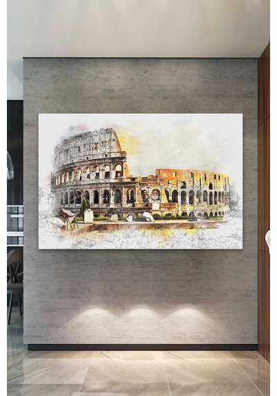 İtalya Roma Colosseum Amphitheatre Kolezyum Amfitiyatro Kanvas TAblo 140 x 100