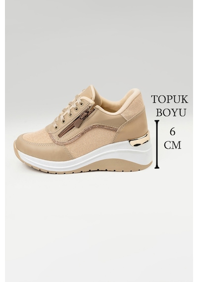 Tw Tonny White Paris - 1511 Yüksek Tabanlı Taşlı 4cm Fermuar Detaylı Kadın Spor Ayakkabı Gold Tw Tonny White Paris - 1511 Yüksek Tabanlı Taşlı 4cm Fermuar Detaylı Kadın Spor Ayakkabı Gold