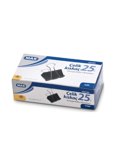 Mas Omega 25 Mm. Double Klips Çelik Kıskaç 12 Adet