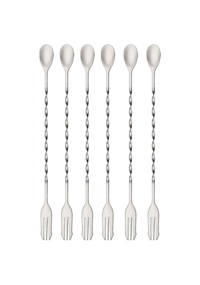 6 Adet 32 Cm Çelik Çift Başlı Kokteyl Karıştırma Barmen Kaşığı Cin582-6
