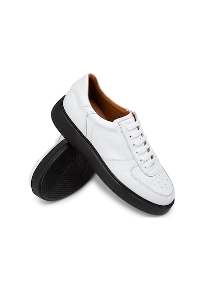 Deery Hakiki Deri Beyaz Erkek Sneaker Ayakkabı - 01965Mbyze01 Beyaz