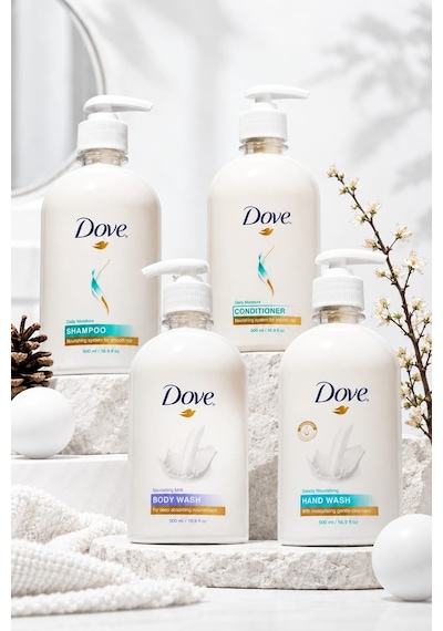 Dove 4'lü Bakım Seti- Daily Moisture Şampuan + Saç Kremi + Body Wash + Hand Wash 500 Ml