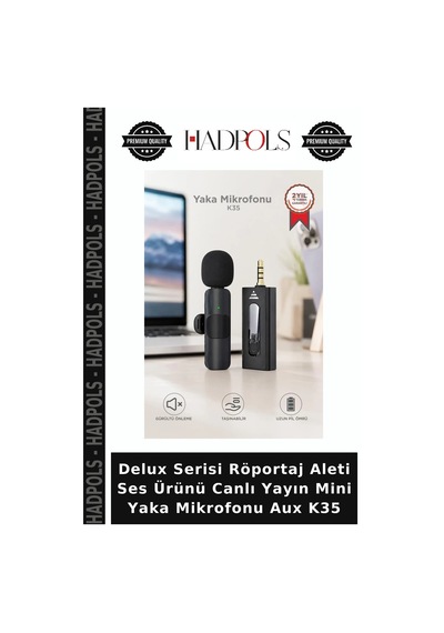 Delux Serisi Röportaj Aleti Ses Ürünü Canlı Yayın Mini Yaka Mikrofonu Aux K35