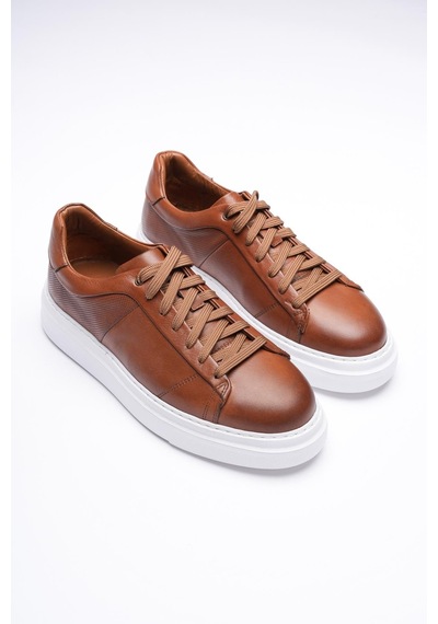 Erkek Hakiki Deri Sneaker Taba Maver Taba