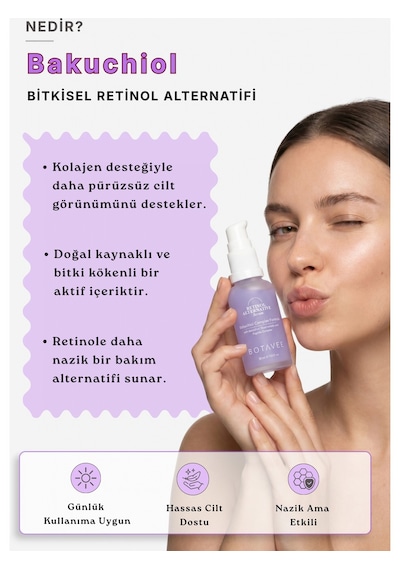 Botavee Retinol Alternatifi Bakuchiol Serum - Yaşlanma Karşıtı, Canlandırıcı Ve Aydınlatıcı Yüz Serumu - 30 Ml