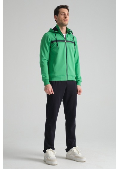 Shooter Sportswear Shooter Erkek Eşofman Takım Kapüşonlu Rahat Form Klasik Paça Mevsimlik Yeşil