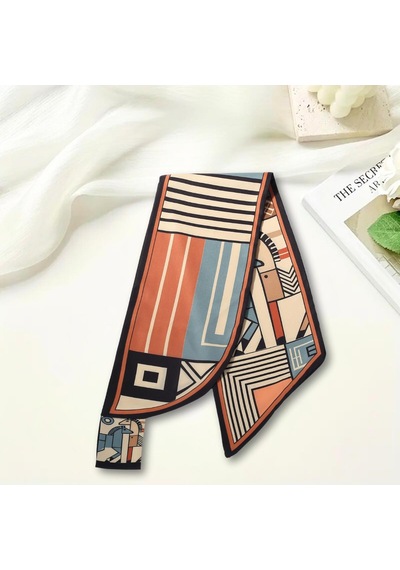 Walkenzo Geometrik At Desenli Modern Tasarım Kadın Kravat Fular Çok Renkli