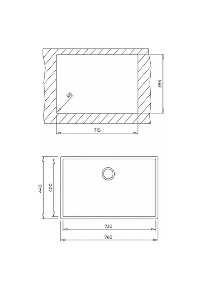 Teka Square Tezgah Altı Granit Evye Gri 76x44