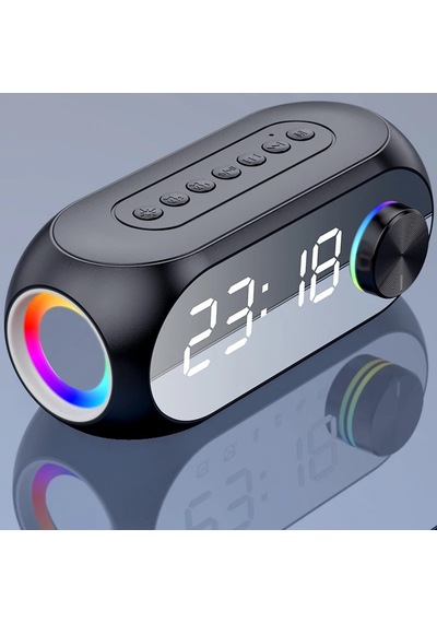 Rgb Led Işıklı Bluetooth Hoparlör Dijital Saat Fm Radyo Şarjlı