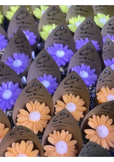 Bernami Mum Pinterest 15 Adet Kişiye Özel Rengarenk Taşlı Papatya Buket Mum, Doğumgünü, Hediyelik, Sünnet Diğer