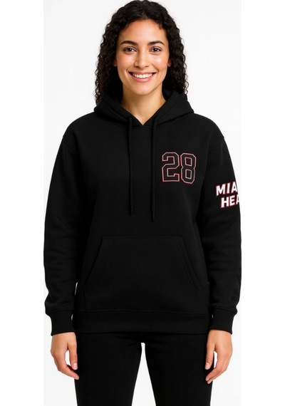 Bhrwear Üç İplik Kapüşonlu Ön Ve Arka Baskılı Sweatshirt Hoodie - Siyah Renkli