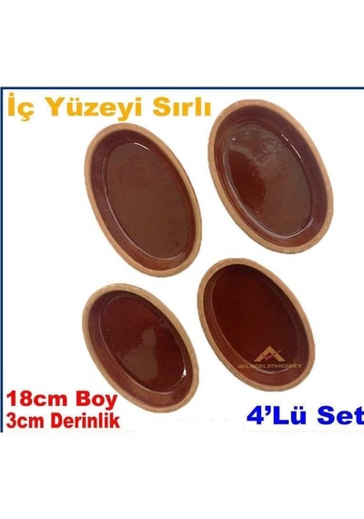 4 Adet Kahvaltı Seti 12x18cm Güveç Fırın Kabı Yüksek Isı Ve Ateşe Dayanıklı Toprak Güveç Kabı Diğer